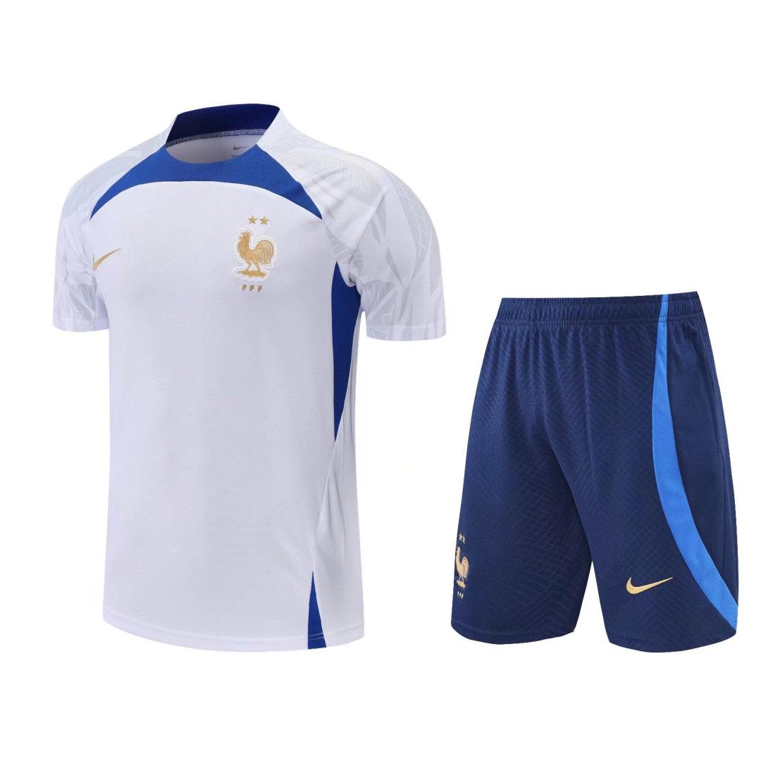 AAA Quality France 22/23 White/Blue Training Kit Jerseys